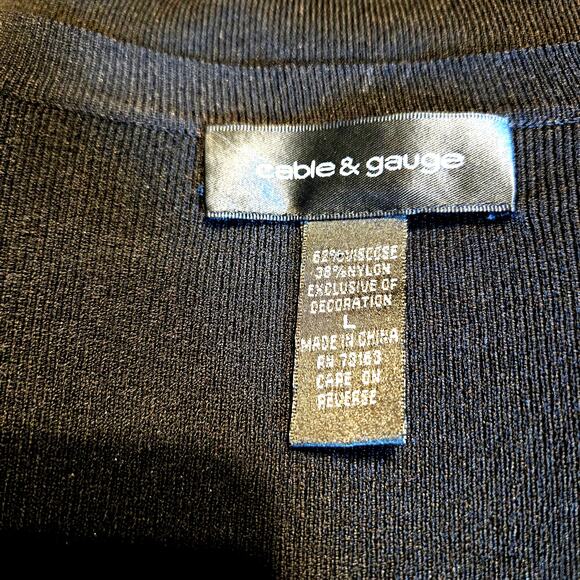 Cable & Gauge Large Black Women's Top Shirt Blouse Long Sleeves Misses 12 14 L - Picture 4 of 6